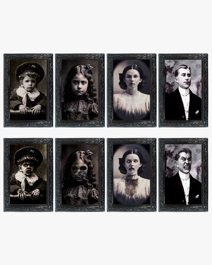 Halloween 3D Changing Face Scary Picture Frame Indoor Wall Decor 4 Pack – 2 Colors Available
