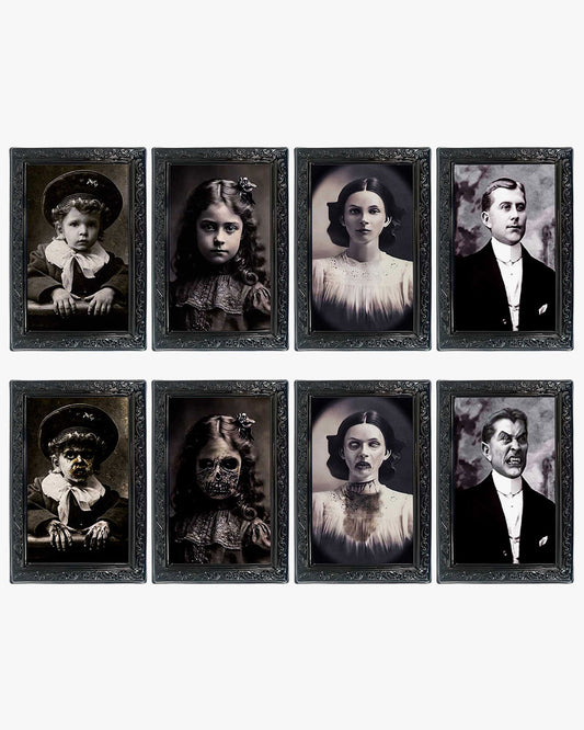 Halloween 3D Changing Face Scary Picture Frame Indoor Wall Decor 4 Pack – 2 Colors Available