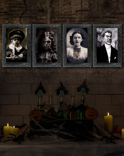 Halloween 3D Changing Face Scary Picture Frame Indoor Wall Decor 4 Pack – 2 Colors Available