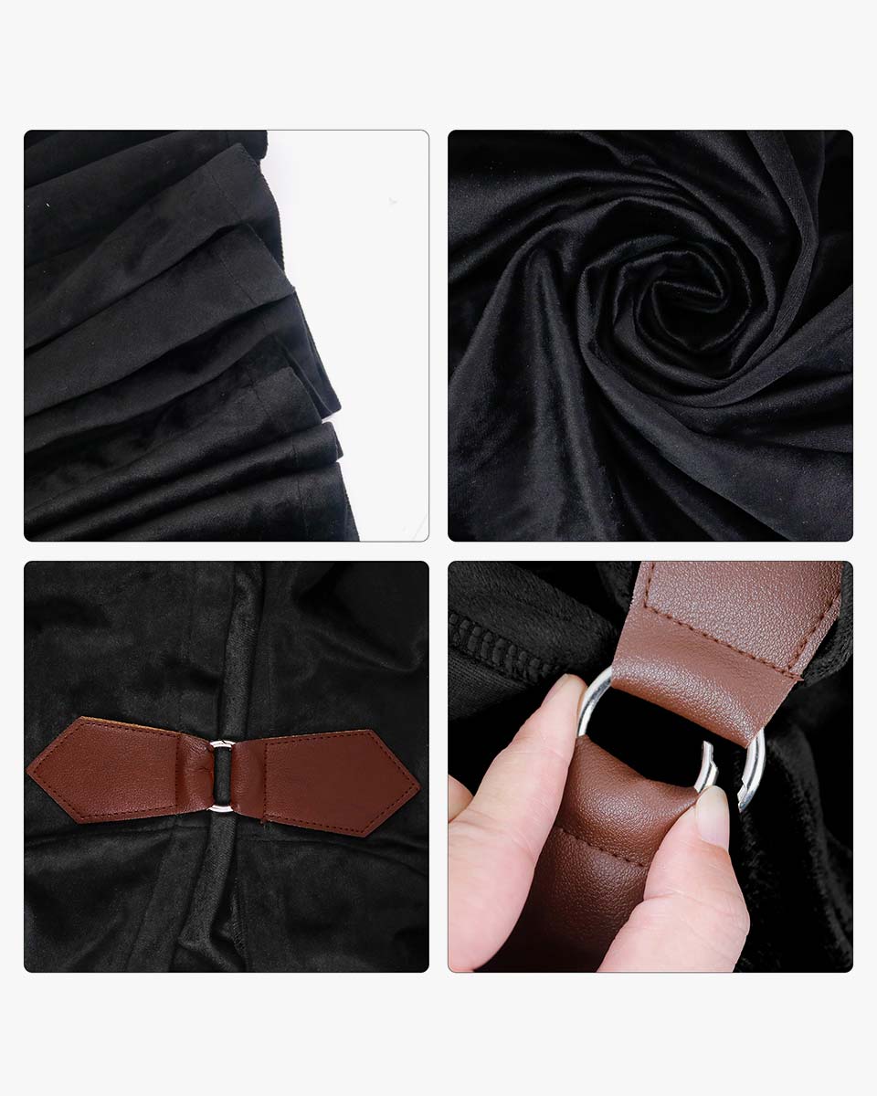 Medieval Renaissance Velvet Hobbit Cloak with Hood for Halloween Cosplay Costume - 2 Colors Available
