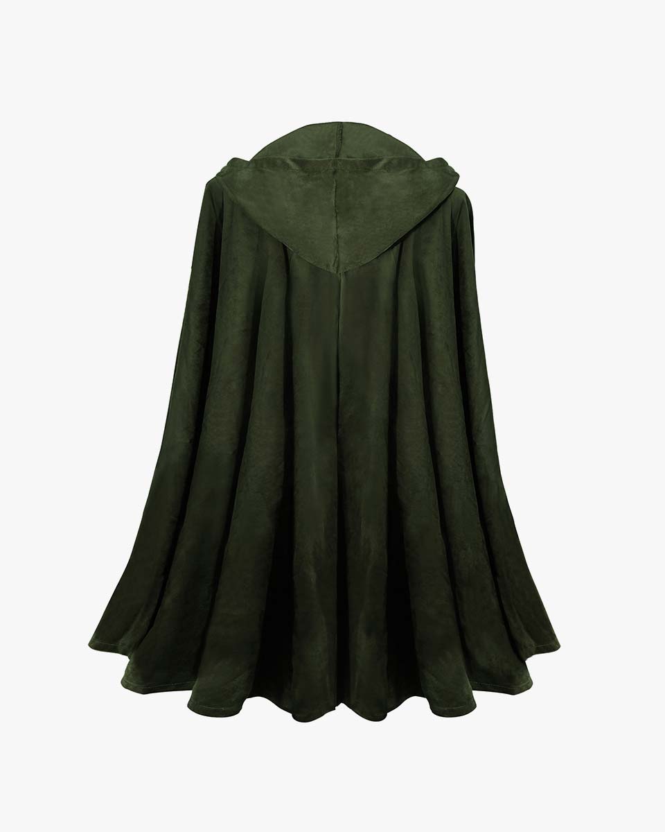 Medieval Renaissance Velvet Hobbit Cloak with Hood for Halloween Cosplay Costume - 2 Colors Available