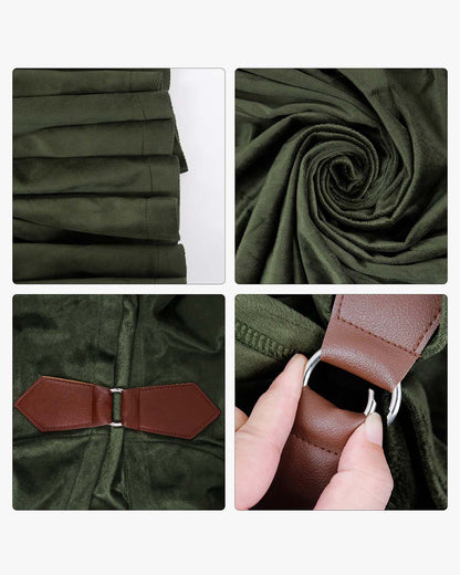Medieval Renaissance Velvet Hobbit Cloak with Hood for Halloween Cosplay Costume - 2 Colors Available