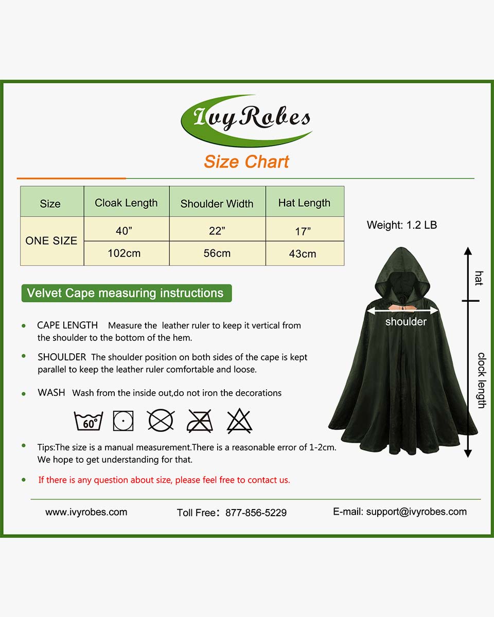 Medieval Renaissance Velvet Hobbit Cloak with Hood for Halloween Cosplay Costume - 2 Colors Available
