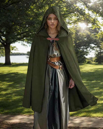 Medieval Renaissance Velvet Hobbit Cloak with Hood for Halloween Cosplay Costume - 2 Colors Available