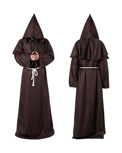 Medieval Gothic Hooded Monk Robes for Halloween Wizard Cosplay