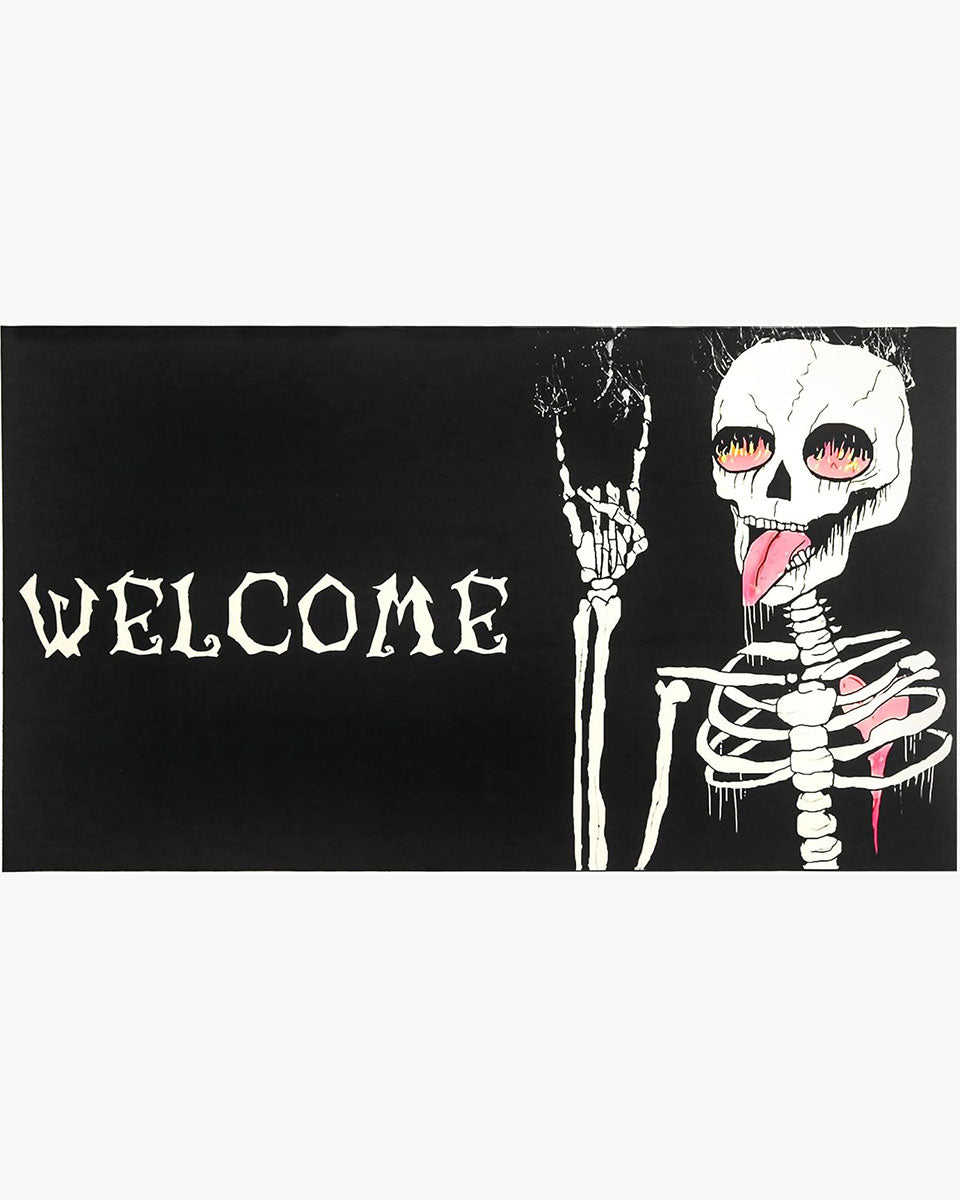 30x17 Inches Funny Skeleton Outside Non-Slip and Washable Welcome Door Halloween Mat