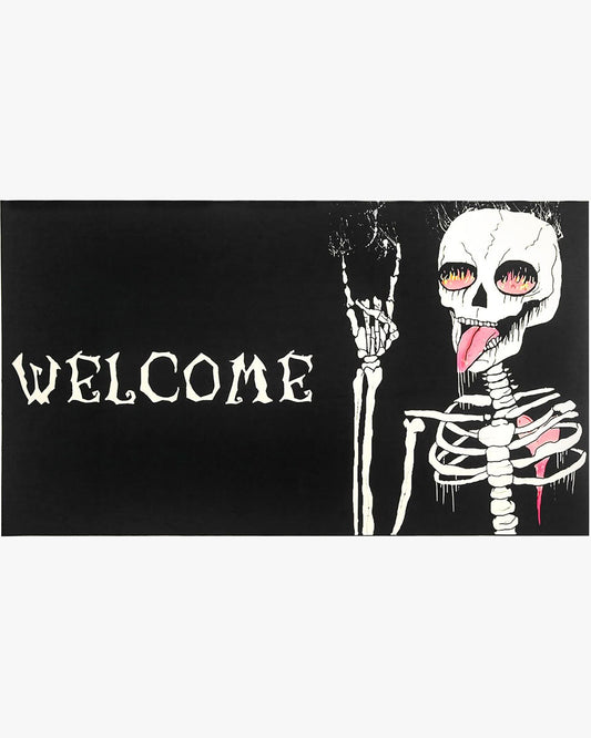 30x17 Inches Funny Skeleton Outside Non-Slip and Washable Welcome Door Halloween Mat