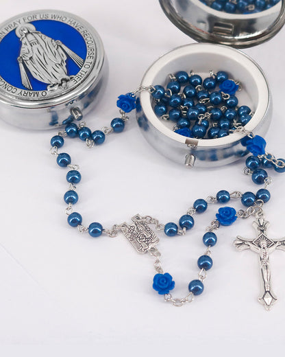 Glass Pearl Beads Catholic Rosary Necklace with Virgin Mary and Crucifix Rosary – 2 Colors Available