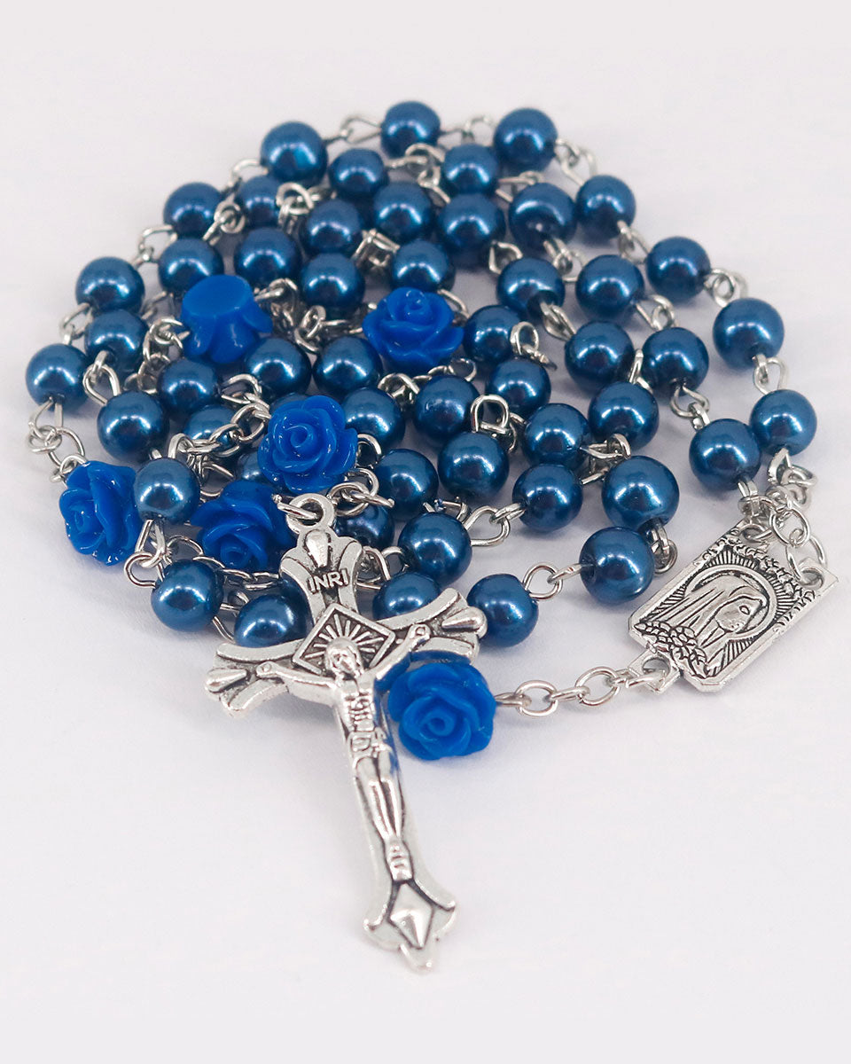 Glass Pearl Beads Catholic Rosary Necklace with Virgin Mary and Crucifix Rosary – 2 Colors Available