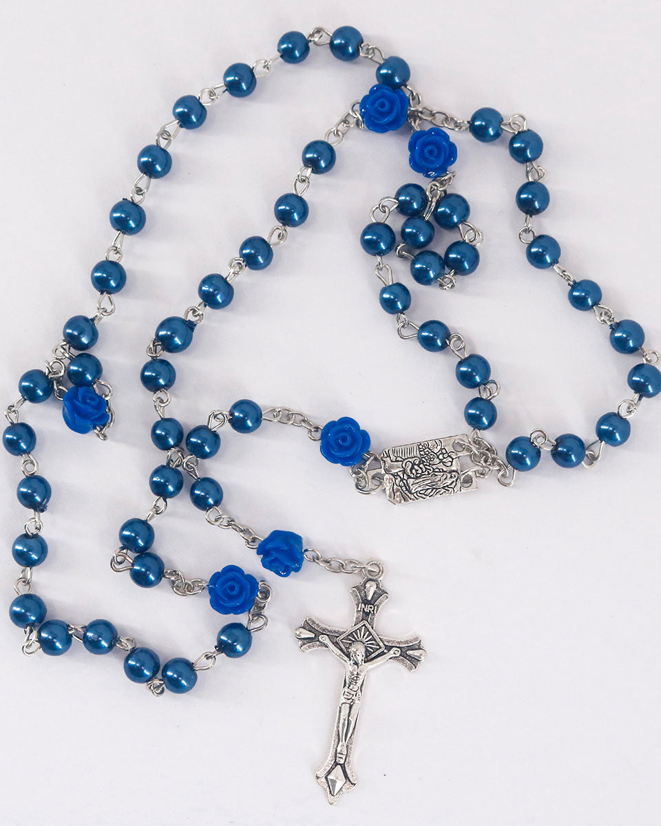 Glass Pearl Beads Catholic Rosary Necklace with Virgin Mary and Crucifix Rosary – 2 Colors Available