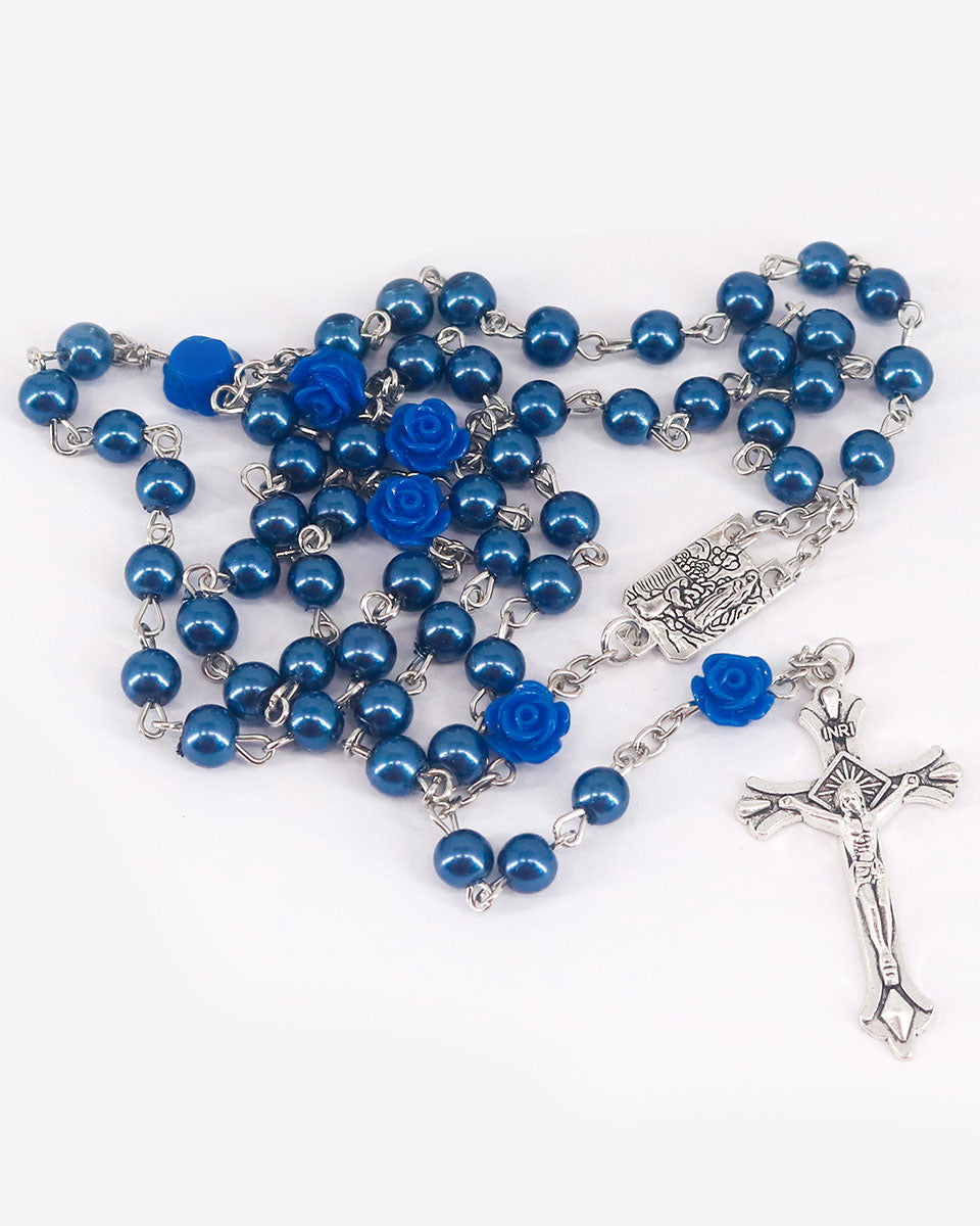 Glass Pearl Beads Catholic Rosary Necklace with Virgin Mary and Crucifix Rosary – 2 Colors Available