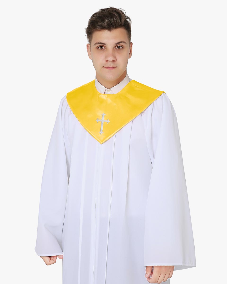 One Color V Stoles with Cross - 5 Colors Available