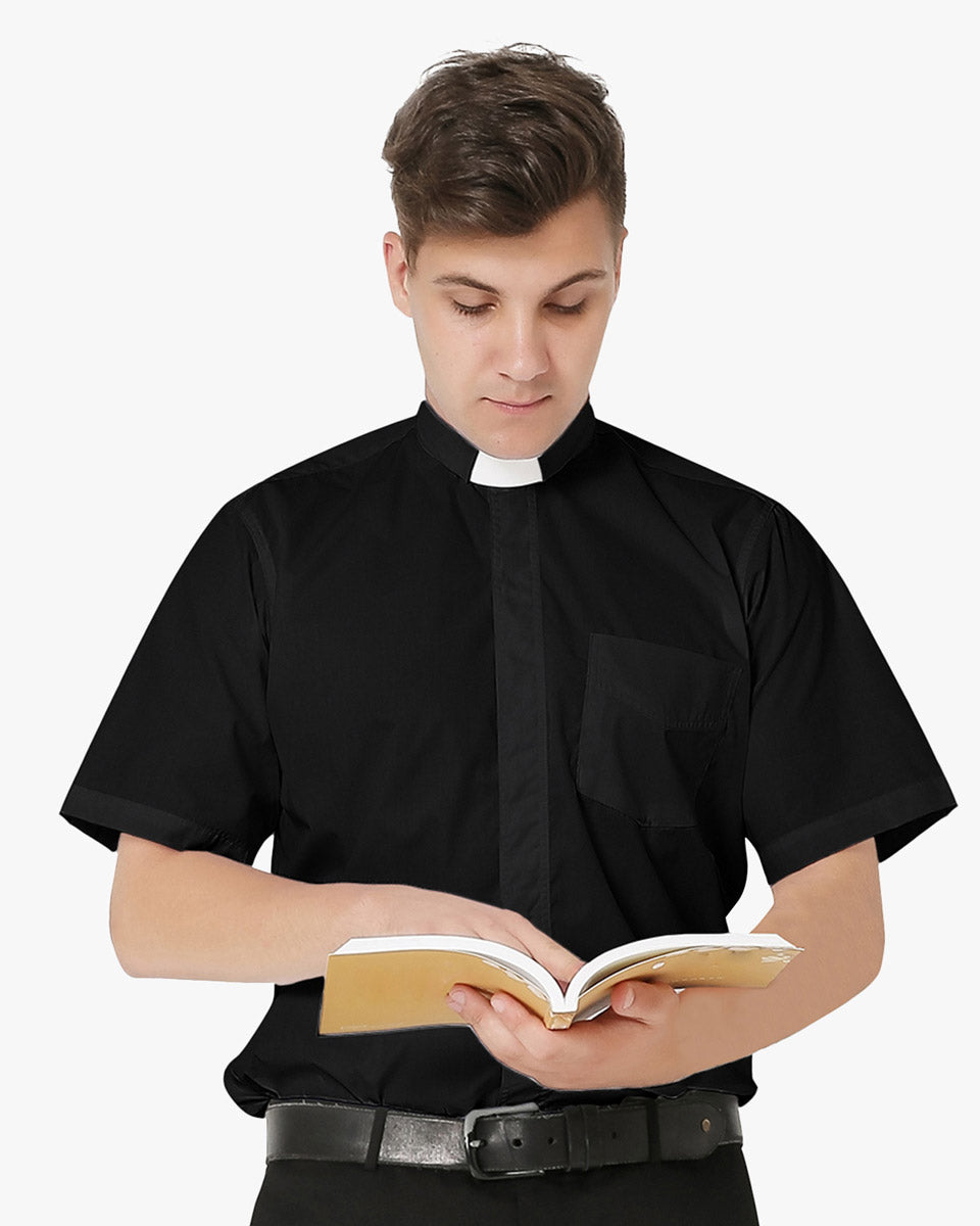 Men's Short-Sleeved Tab Collar Clergy Shirt - 3 Colors Available