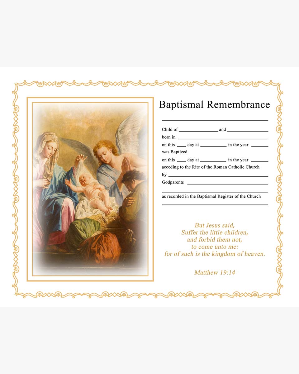 A4-8x10" Catholic Baptism Certificate