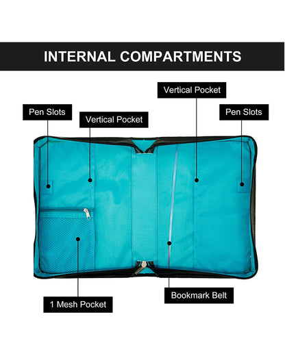 Blue PU Leather Durable Zipper Bible Bag Carrying Case