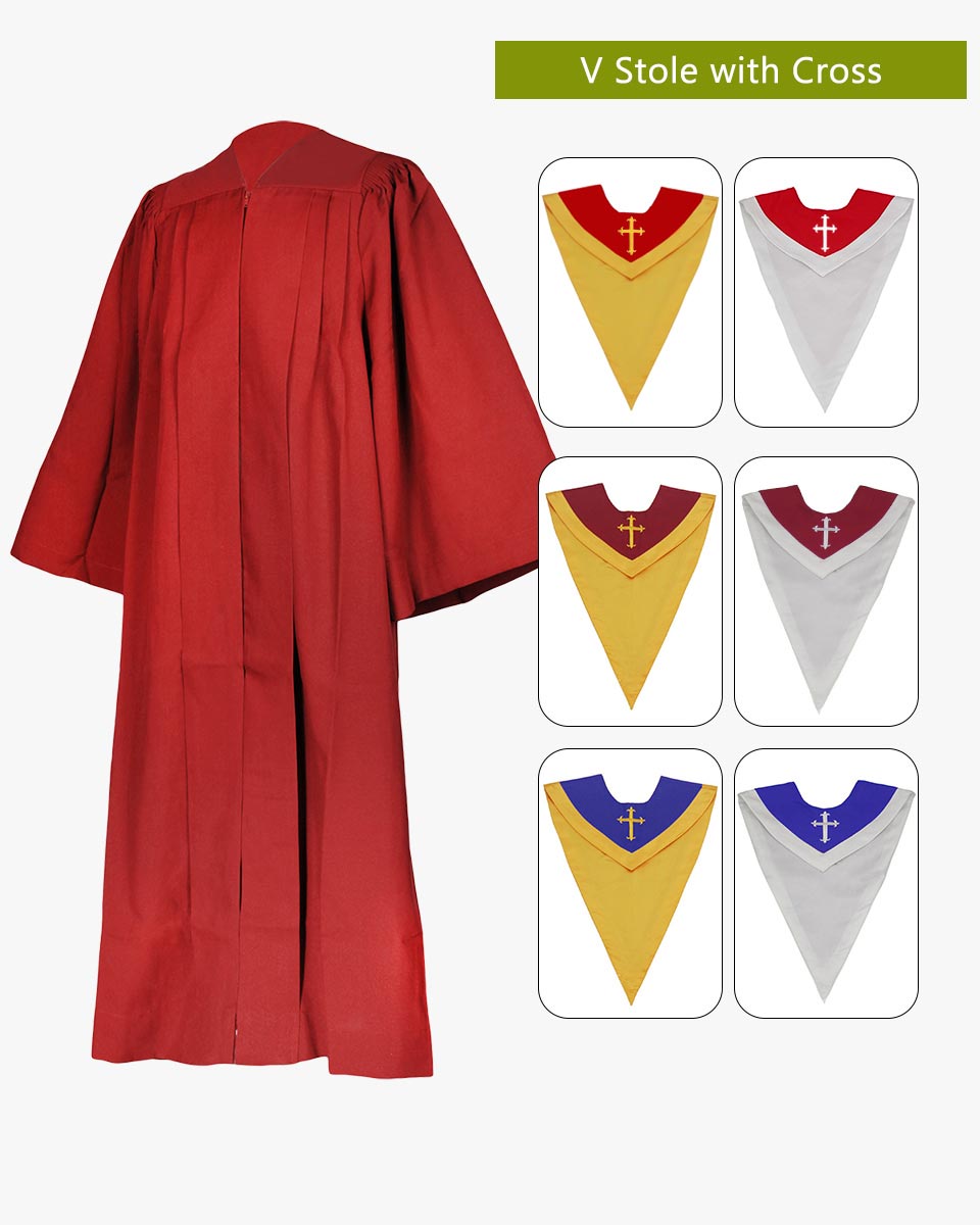 Senior Fluted Trinity Choir Robes Open Sleeve with Reversible Stoles