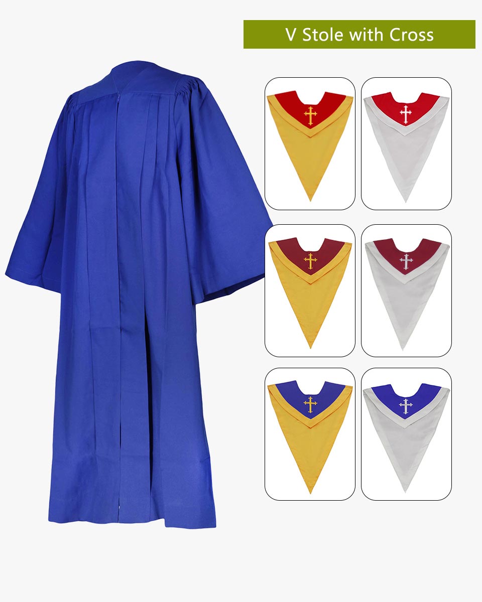 Senior Fluted Trinity Choir Robes Open Sleeve with Reversible Stoles