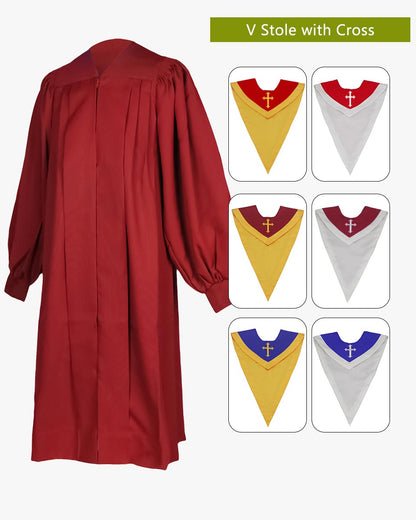 Senior Fluted Trinity Choir Robes Cuff Sleeve with Reversible Stoles