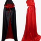 Unisex Fancy Full Length Black-red Reversible Hooded Cloak for Halloween Dress Cosplay