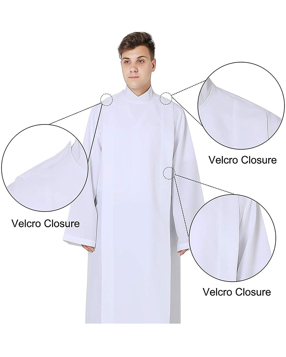Front Wrap White Clergy Cassock Alb
