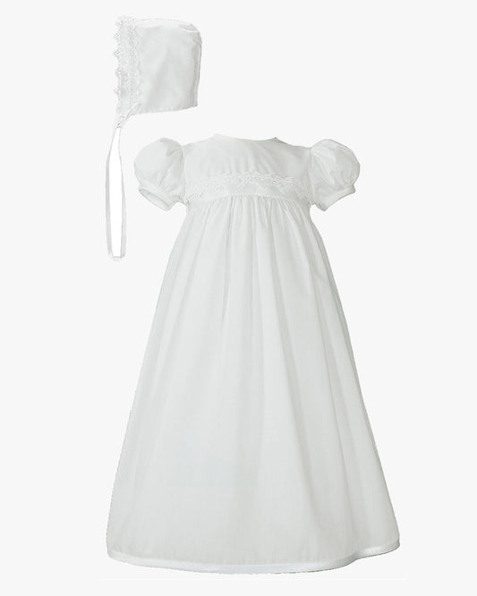 Poly cotton Christening Gown with Ornamented Bodice