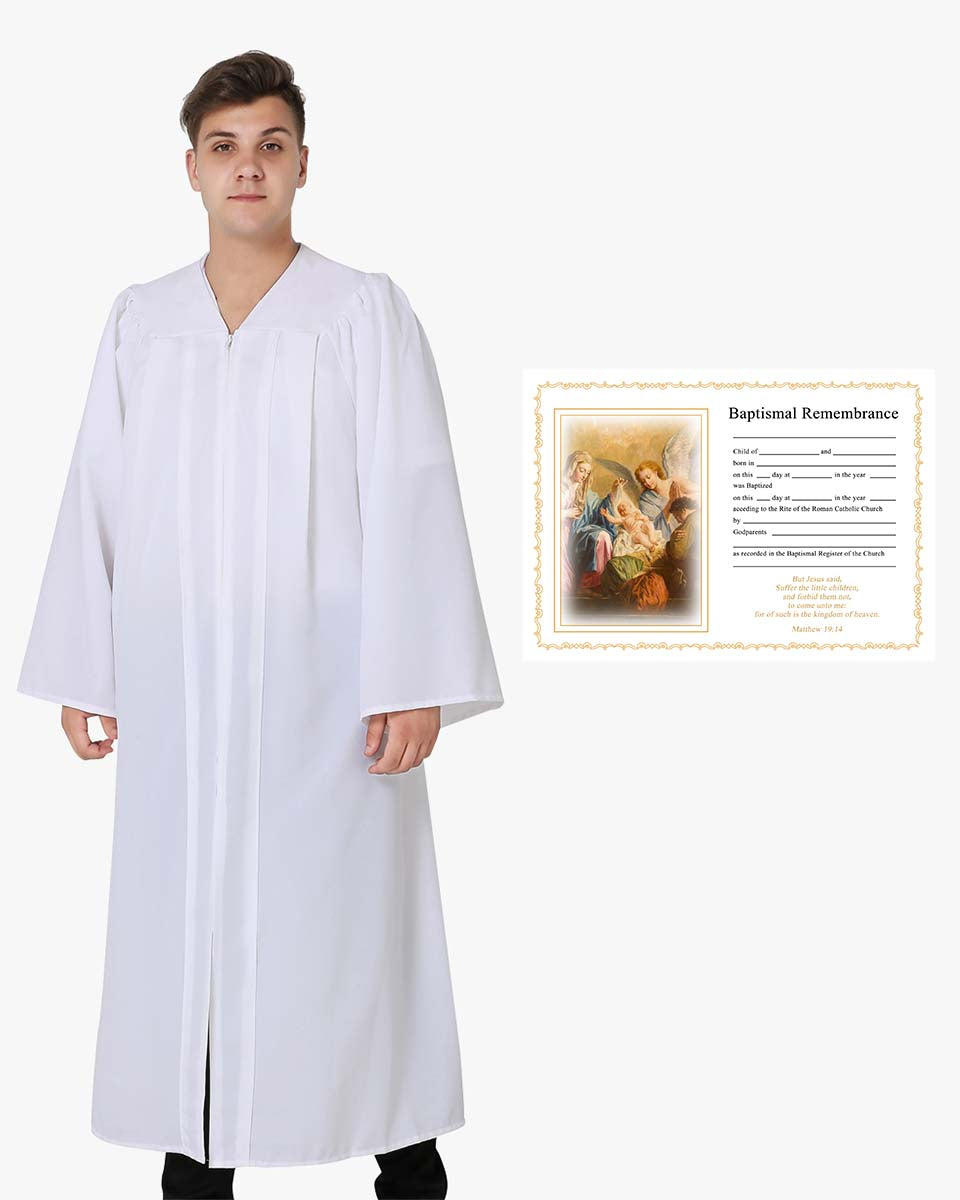 Catholic Budget Baptismal Robe and Certificate Package