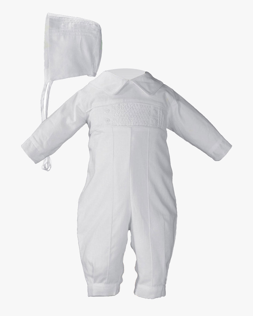 Hand Smocked Pin Tucked, Long Sleeve, Long Pant Coverall