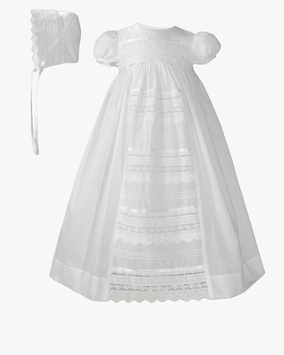 Cotton Christening Gown with Venise Lace