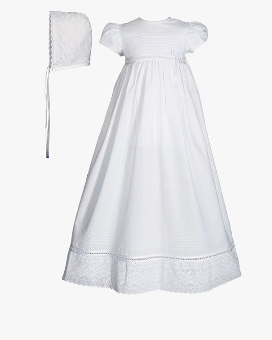 Beautifully Trimmed Cotton Christening Gown