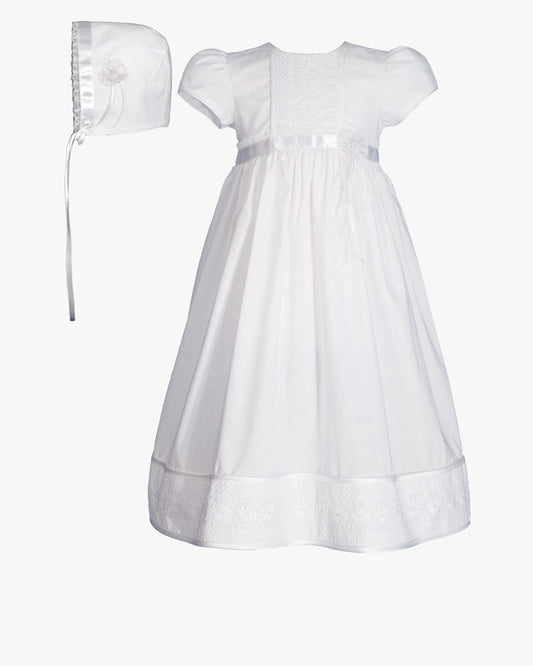 Cotton Christening Dress with Lace
