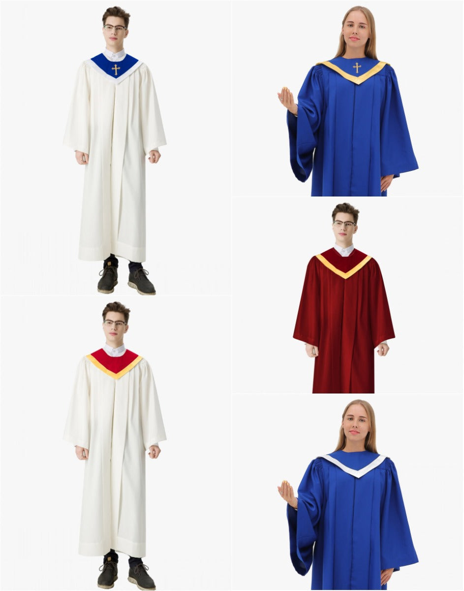 Senior Fluted Trinity Choir Robes Open Sleeve with Reversible Stoles