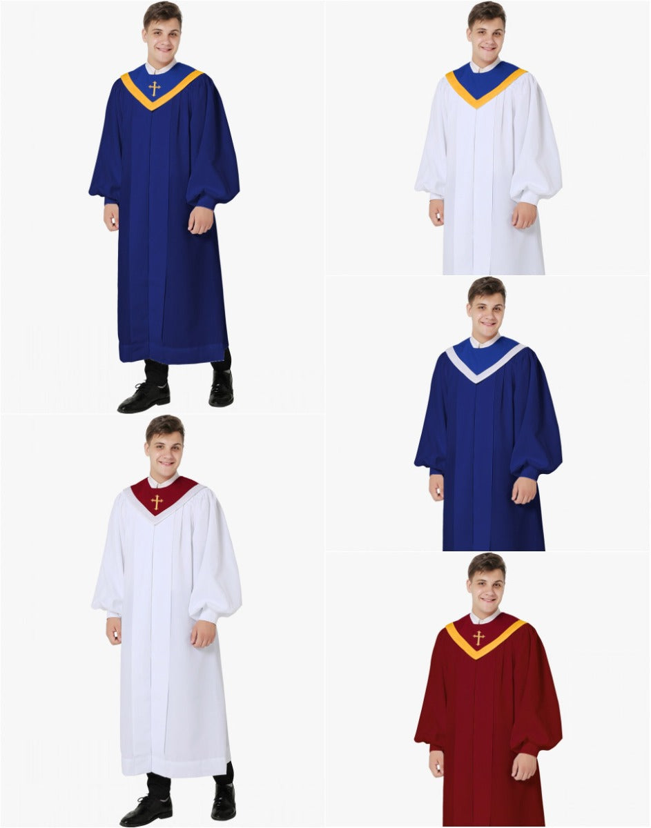 Senior Fluted Trinity Choir Robes Cuff Sleeve with Reversible Stoles