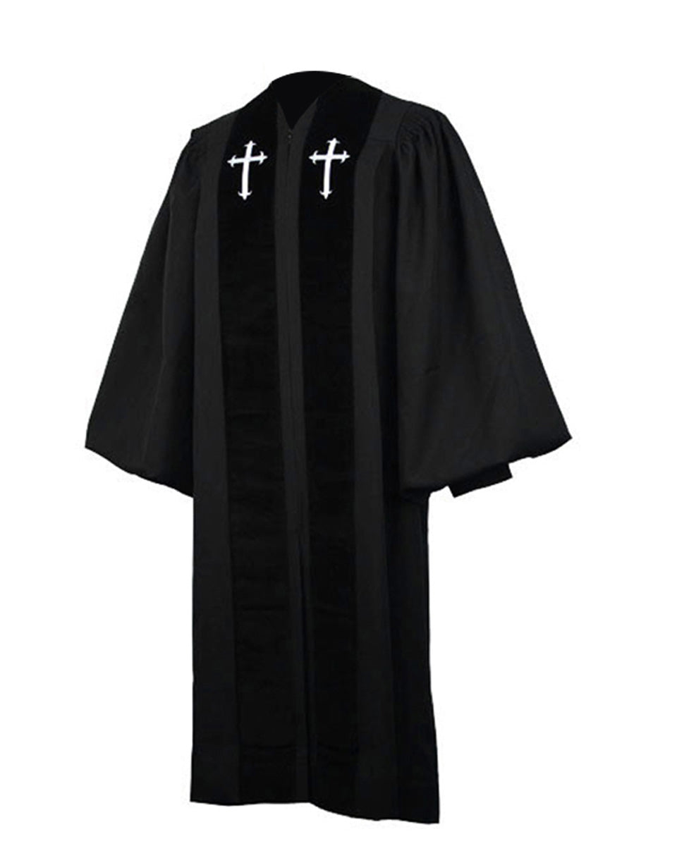 Custom Black Clergy Robes with Cross for Women and Men – Ivyrobes