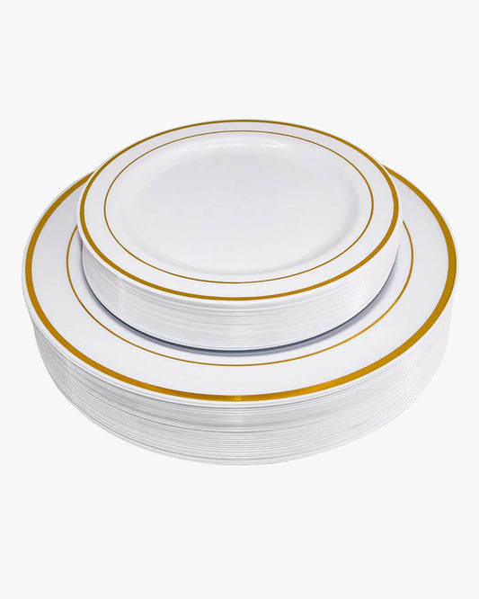 50 Pieces Disposable Dinner-Dessert Plastic Plates for 25 Wedding or Party Guests