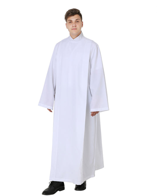 Front Wrap White Clergy Cassock Alb