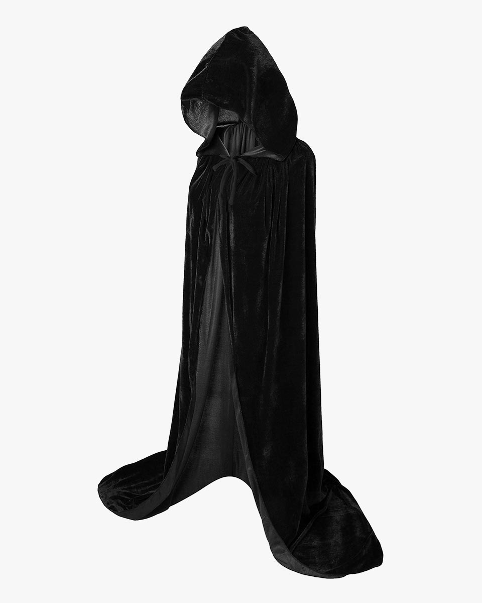Unisex Fancy Full Length Hooded Velvet Cloak for Halloween Dress Cosplay