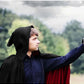Unisex Fancy Full Length Black-red Reversible Hooded Cloak for Halloween Dress Cosplay