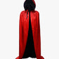 Unisex Fancy Full Length Black-red Reversible Hooded Cloak for Halloween Dress Cosplay