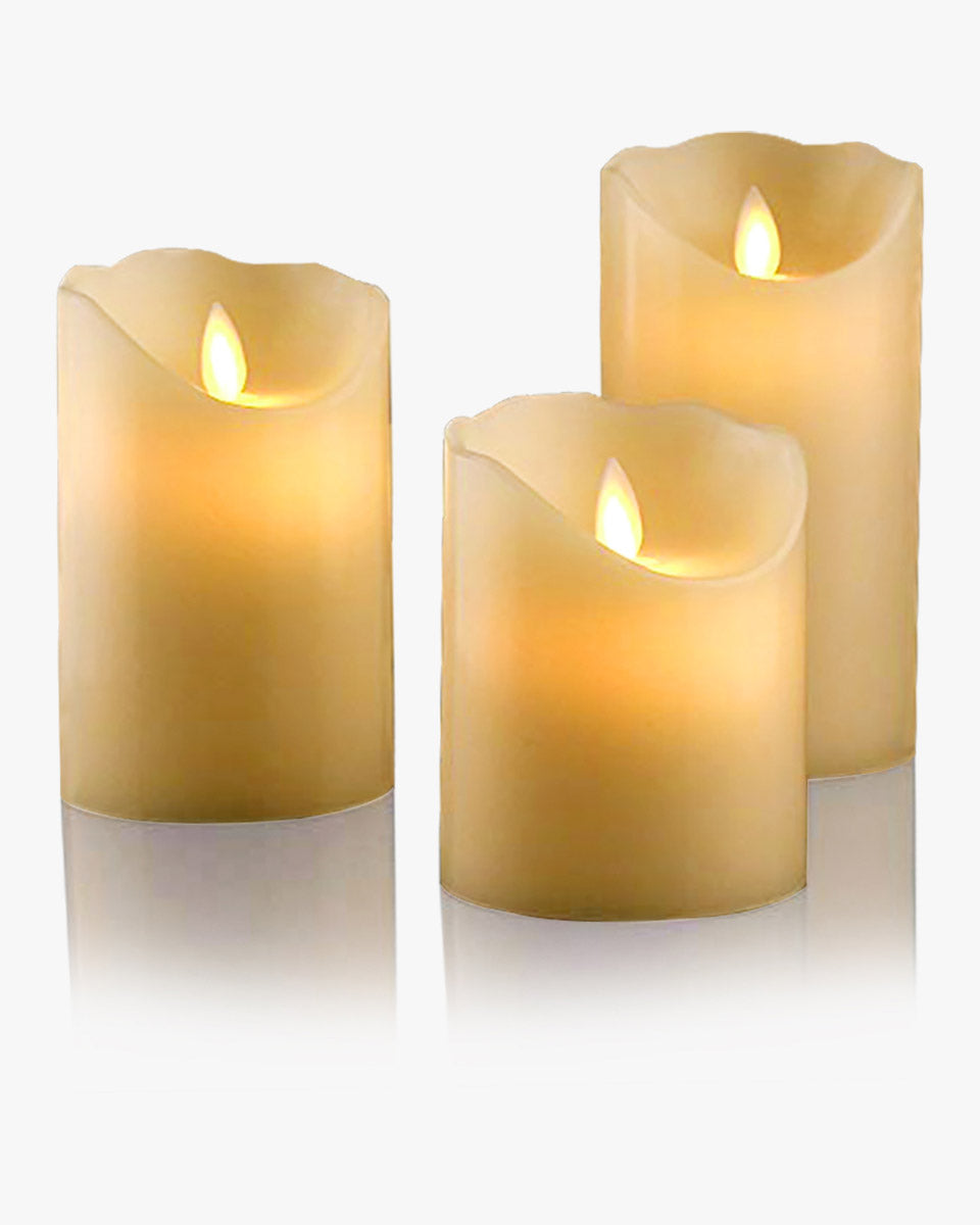 Set of 3 Ivory Flameless Dripless Candles