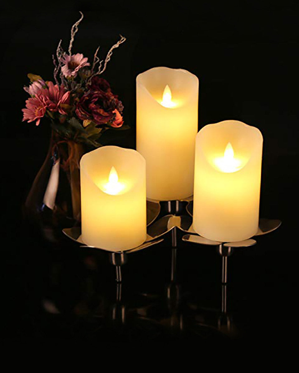 Set of 3 Ivory Flameless Dripless Candles