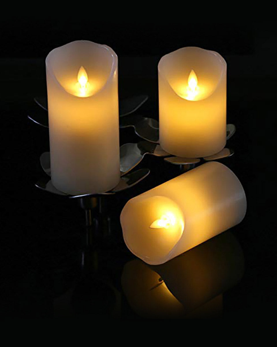 Set of 3 Ivory Flameless Dripless Candles