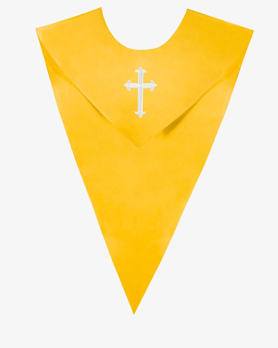 One Color V Stoles with Cross - 5 Colors Available