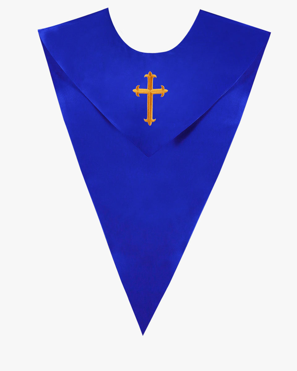 One Color V Stoles with Cross - 5 Colors Available