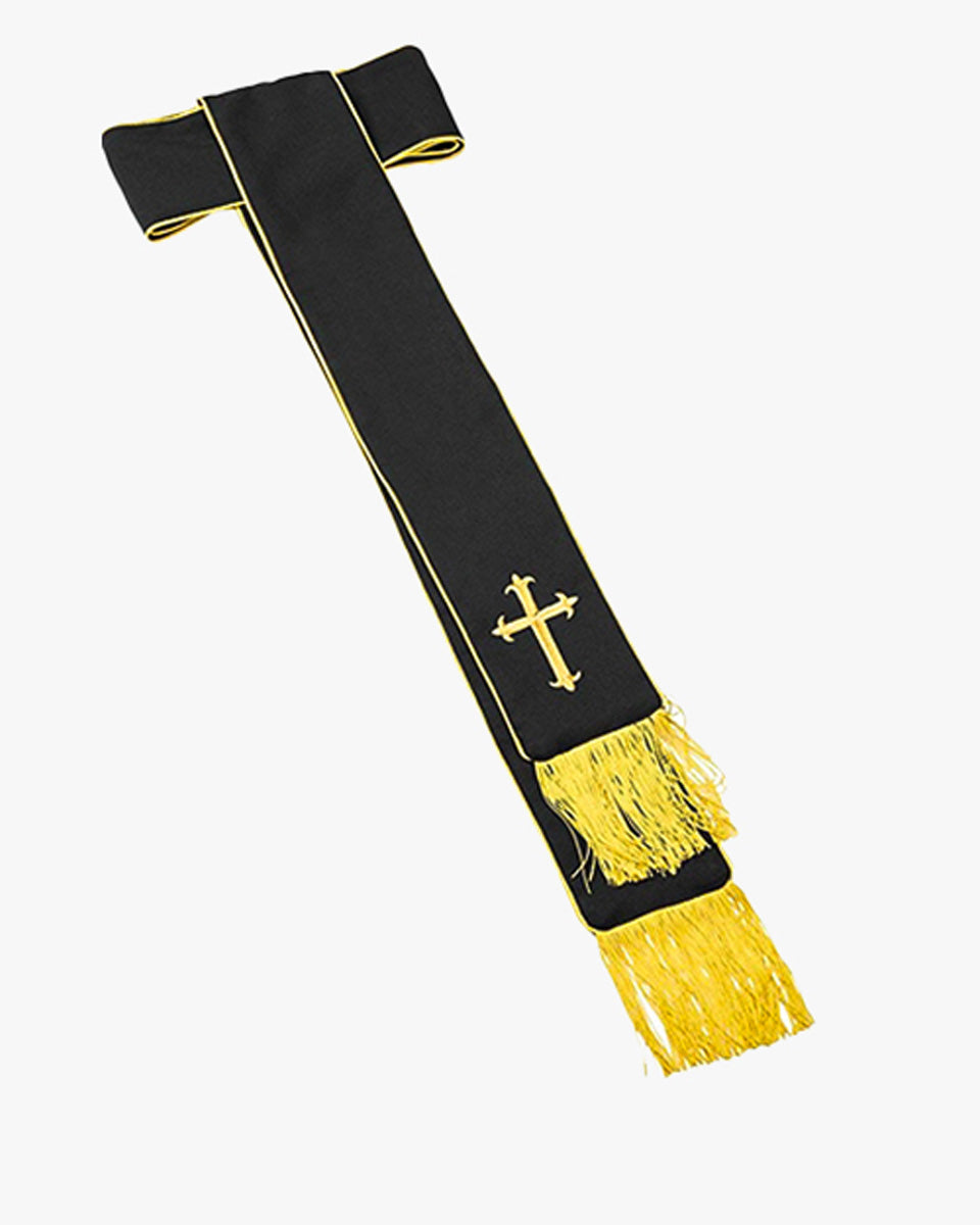 Premium Band Cincture with Cross - Black