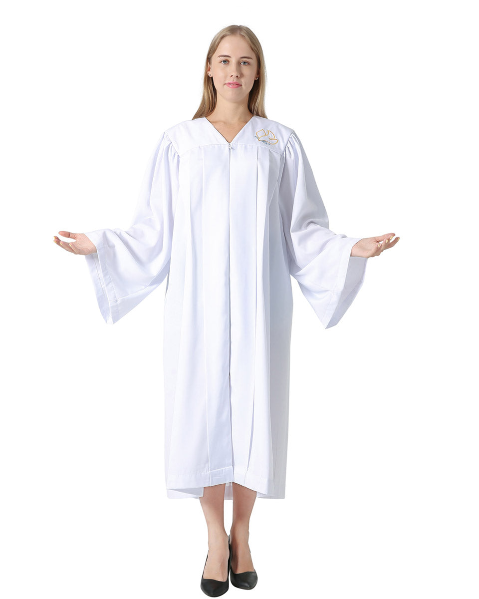 White Shoulder Robe Baptismal Robe with Dove - White – Ivyrobes
