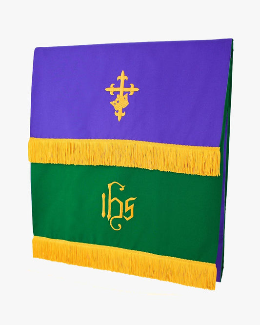 Reversible Paraments with Embroidered Cross IHS - Green/Purple