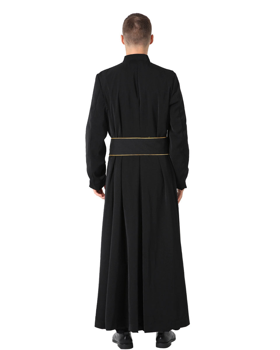 Black Roman Cassock and Band Cincture with Cross Package