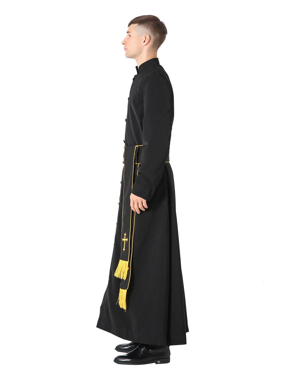 Black Roman Cassock and Band Cincture with Cross Package