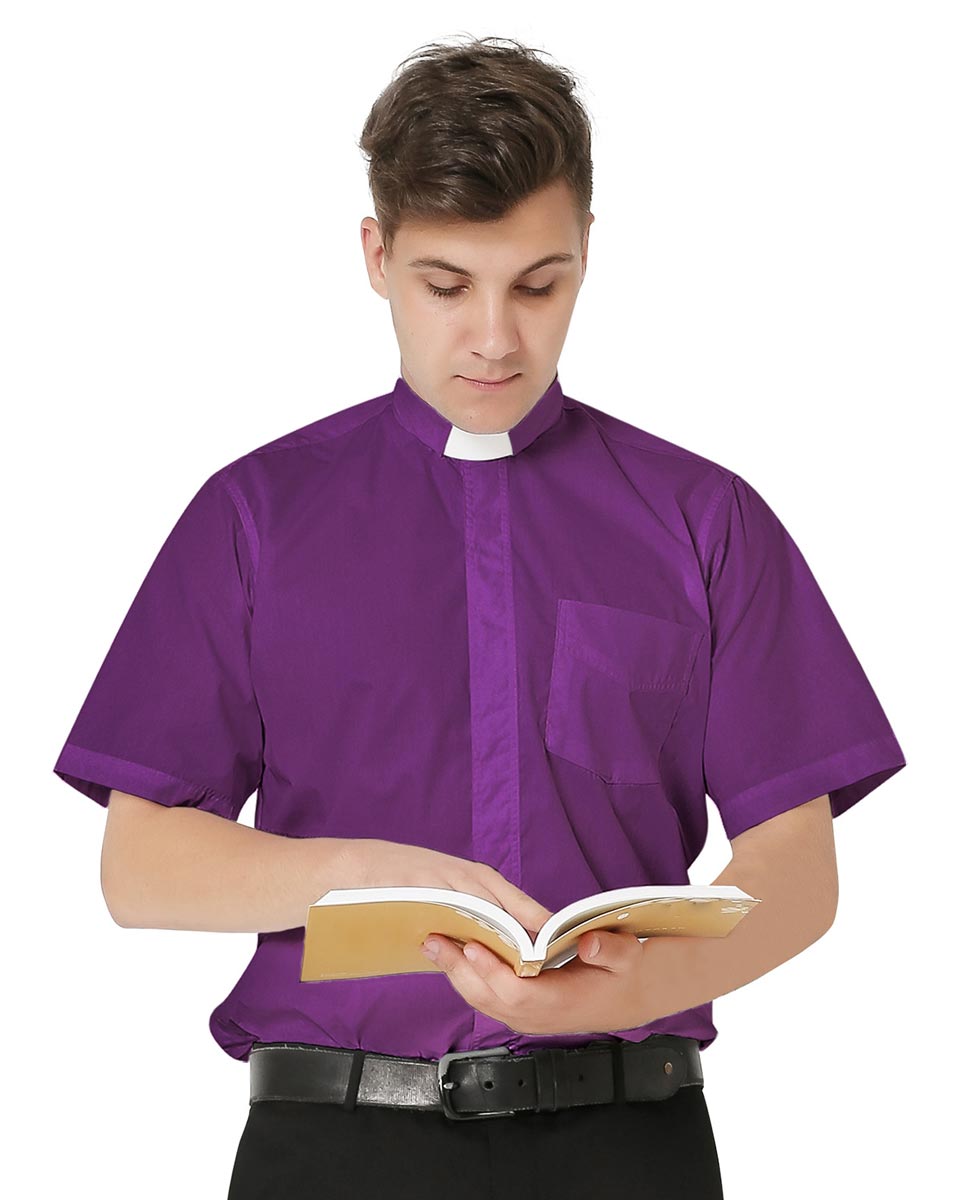 Men's Short-Sleeved Tab Collar Clergy Shirt - 3 Colors Available