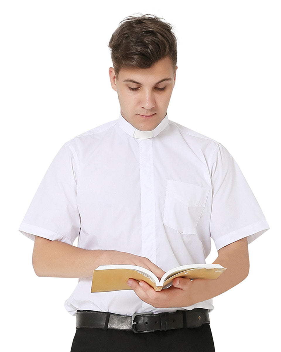 Men's Short-Sleeved Tab Collar Clergy Shirt - 3 Colors Available